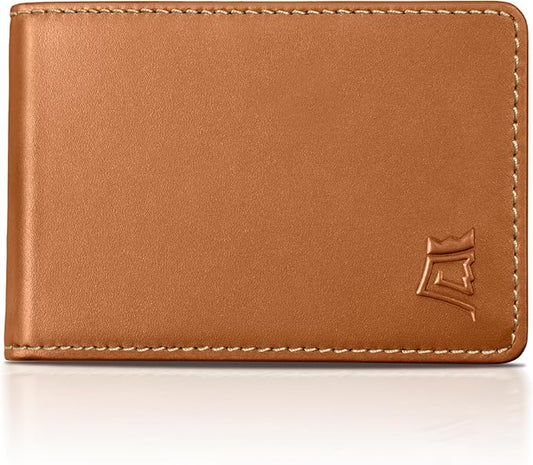 Kings Loot Wallet for Men | Minimalist Slim RFID Blocking Leather Design with Cash Pocket & Card Pull Strap | Holds 1-15 Cards | Stylish & Durable Wallets (Saffron)