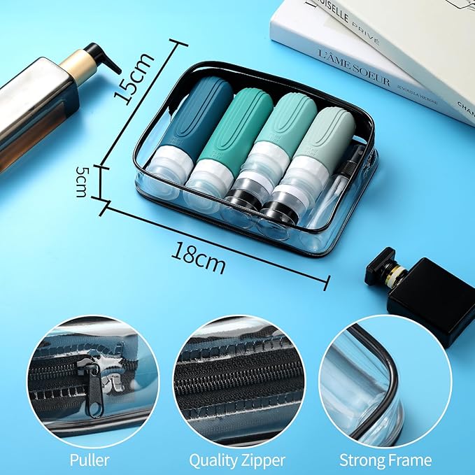 16 Pack Travel Bottles for Toiletries, TSA Approved Silicone Travel Containers jar for Toiletries, Leak Proof Refillable Liqus Shampoo And Conditioner Traveler Essentials toiletry Bottles