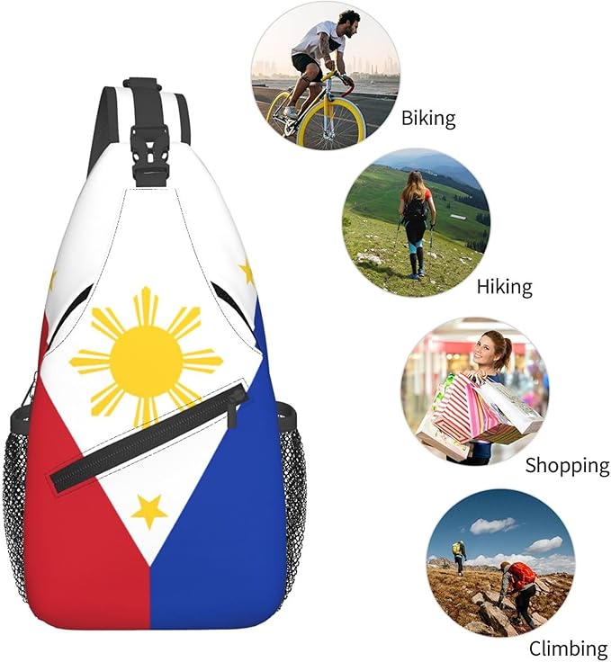 GJXFLSY Philippines Flag Sling Backpack Crossbody Bag Casual Chest Bags Travel Hiking Daypack Shoulder Bag for Women Men
