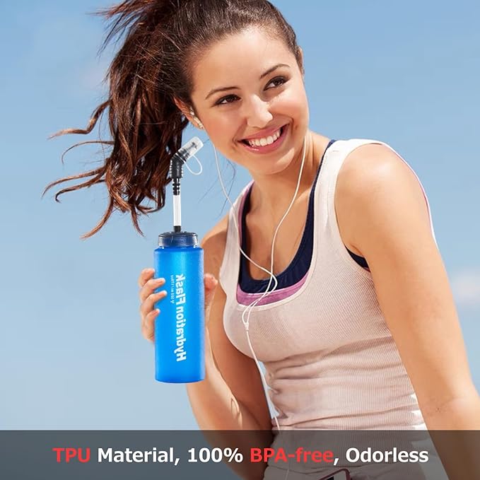 Azarxis TPU Soft Flask Collapsible Water Bottles BPA-Free 250ml 350ml 500ml 600ml for Hydration Vest Pack Running Hiking Cycling Climbing