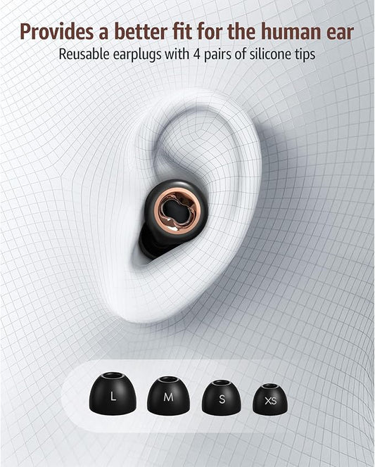 Ear Plugs for Sleeping 45DB Noise Cancelling: Ultra-Comfy Reusable Noise-Reducing Earplugs for Concerts & Travel & Snoring-Silicone Hearing Protection Earbuds with 8 Eartips