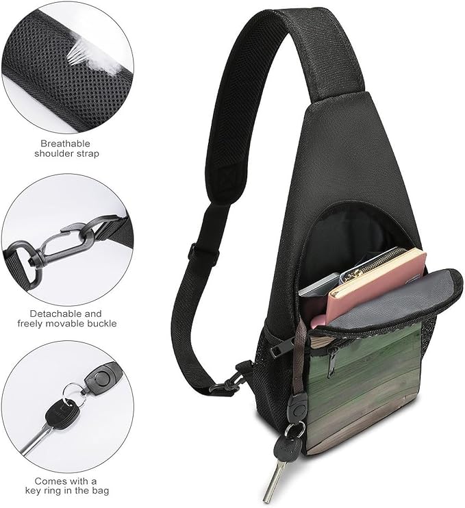 SWEET TANG Cool Sling Backpack for Men Women, Multipurpose Crossbody Shoulder Bag Realistic Rustic Old Barn Wood Pattern, Travel Hiking Zippered Daypack, Adjustable and Breathable