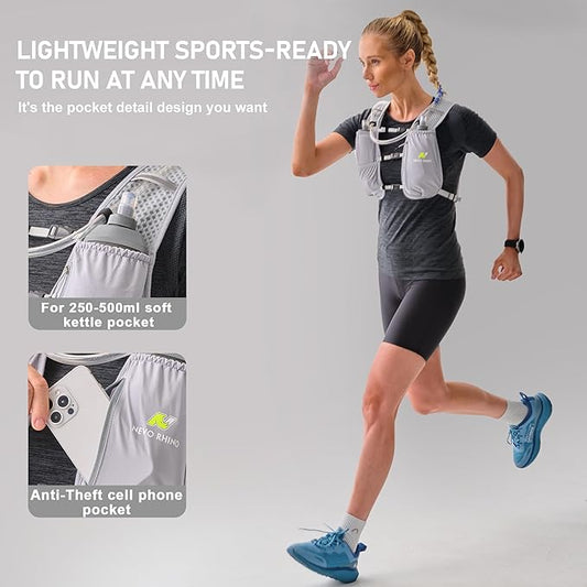 N NEVO RHINO Running Hydration Vest for Women 1.5L Water Bladder Backpack 5L Small -Lightweight Breathable Hydration Vest for Hiking Trail Running Cycling Marathon for Women