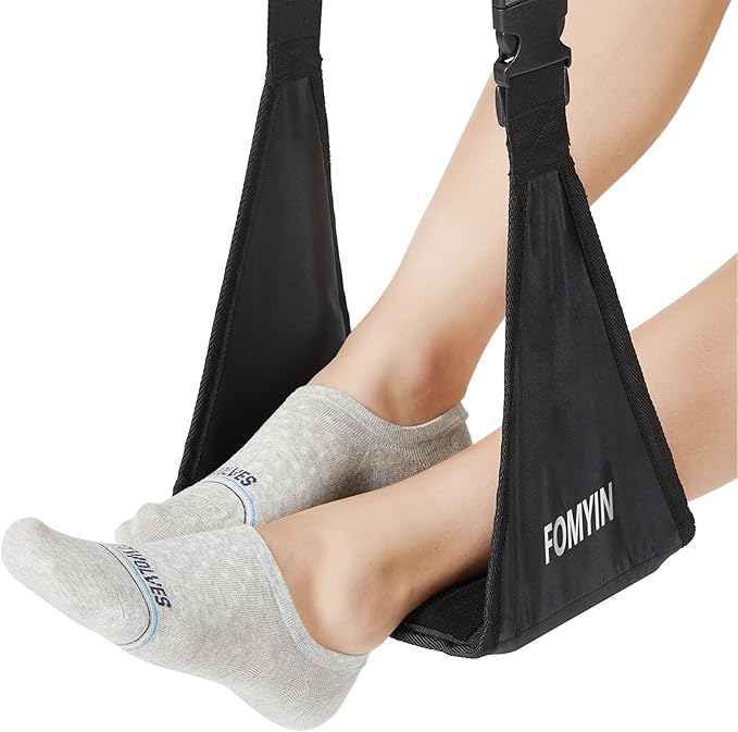 Airplane Footrest with No Feet Clashing Support Design, Portable Travel Foot Hammock, Memory Foam Plane Foot Rest to Relieve Feet Soreness - Long Flights Essentials