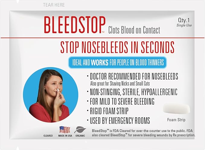 BleedStop™ First Aid Powder Strip for Blood Clotting, Trauma Kit, Blood Thinner Patients, Camping Safety, and Survival Equipment for Moderate to Severe Bleeding Wounds or Nosebleeds - 18g (Pack of 3)