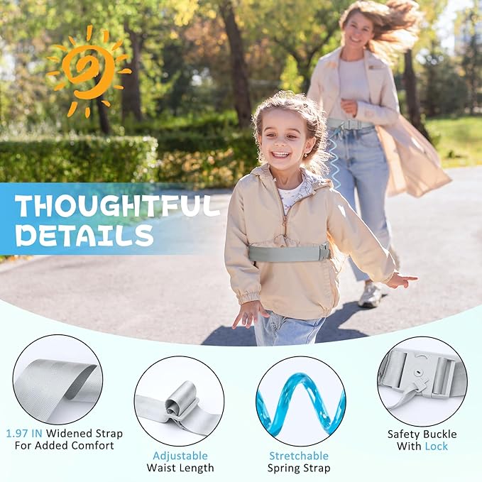 JXM Upgraded Child Waist Harness with Lock for Hands-Free Safety Walking, Adjustable Tether for Outdoor Travel