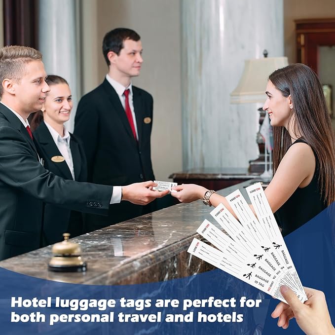 1000 Pcs Paper Hotel Luggage ID Tags with Transfer Tape On Back Luggage Tags Bulk Black Baggage Claim Check Tags Serial Numbering Claim Ticket Baggage Identification for Suitcase Motel Bag Storage