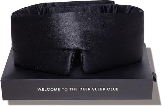 DROWSY Silk Sleep Mask - Face-Hugging, Padded Cocoon for Luxury Sleep in Total Darkness - 100% Pure Mulberry Silk (Black Jade)