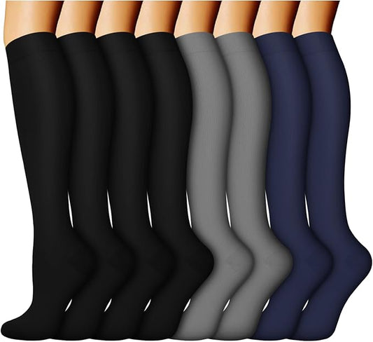 ACTINPUT 8 Pairs Compression Socks for Women & Men,Support Compression Stockings for Medical Running Athletic