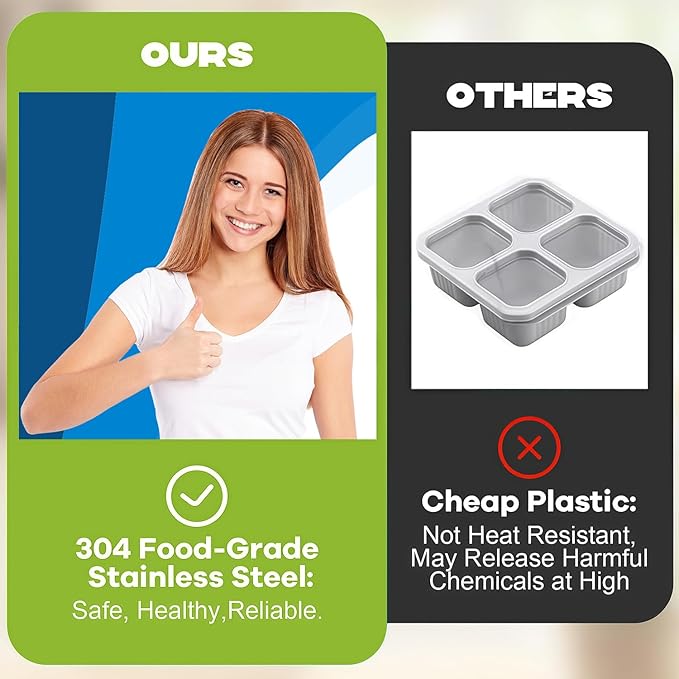 BSTUR 3 Pack Bento Box, Stainless Steel Snack Containers With Lids, Leak Proof Metal Lunch Box with 3 Compartments, Stackable Food Storage Container for Work, Travel, Dishwasher Safe