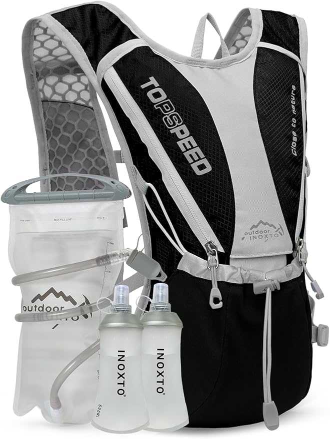 Hydration Pack Backpack，IX INOXTO Running Hydration Vest with 1.5L ( 50 oz) Water Bladder for Men Women，Lightweight Water Backpack for Hiking Cycling Climbing Camping