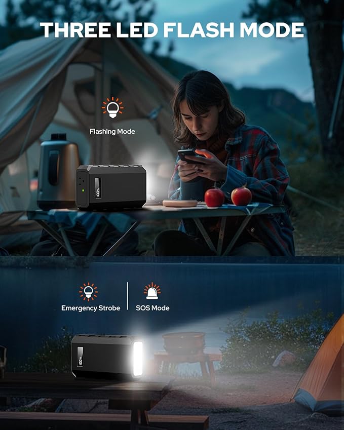 SinKeu Laptop Power Bank with AC Outlet, 65W/110V Portable Laptop Charger with QC3.0 USB*1/USB-C *1, 88.8Wh/24000mAh Portable Power Bank Fast Charging for Camping Travel Home Power Backup