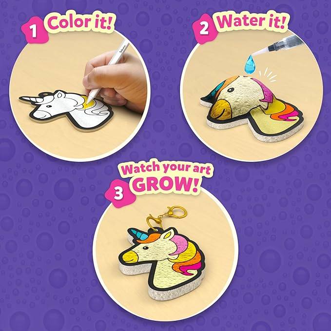 Skillmatics 3D Art Kit - Aqua Puffs Princesses & Unicorns, Stocking Stuffers, Paint by Number Craft for Kids, DIY Color & Inflate Activity, Christmas Gift for Girls & Boys Ages 4, 5, 6, 7, 8, 9, 10