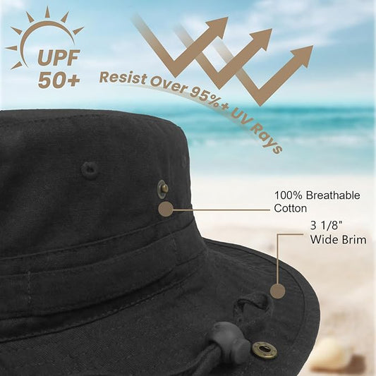 Bucket Hat Wide Brim UV Protection Sun Hat Boonie Hats Fishing Hiking Safari Outdoor Hats for Men and Women