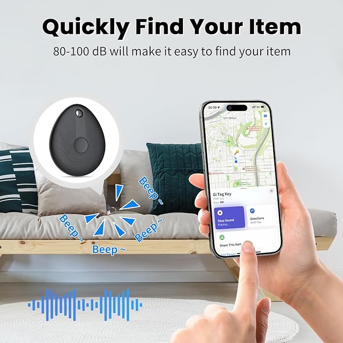 FIQI Air Tracker Tags 2-Pack (Black) – Compatible with Apple Find My (iOS Only), Bluetooth 5.4 Item Locator with Smart Tag for Wallet, Keys, Luggage & Bags, 90 dB+ Alert, 7g Lightweight, Matte Finish