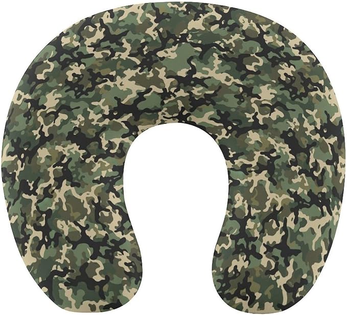 Memory Foam U-Shaped Travel Pillow Neck Pain Relief, Vietnam Tiger Stripe Camo U-Shape, Removable Cover Airplane Car Office