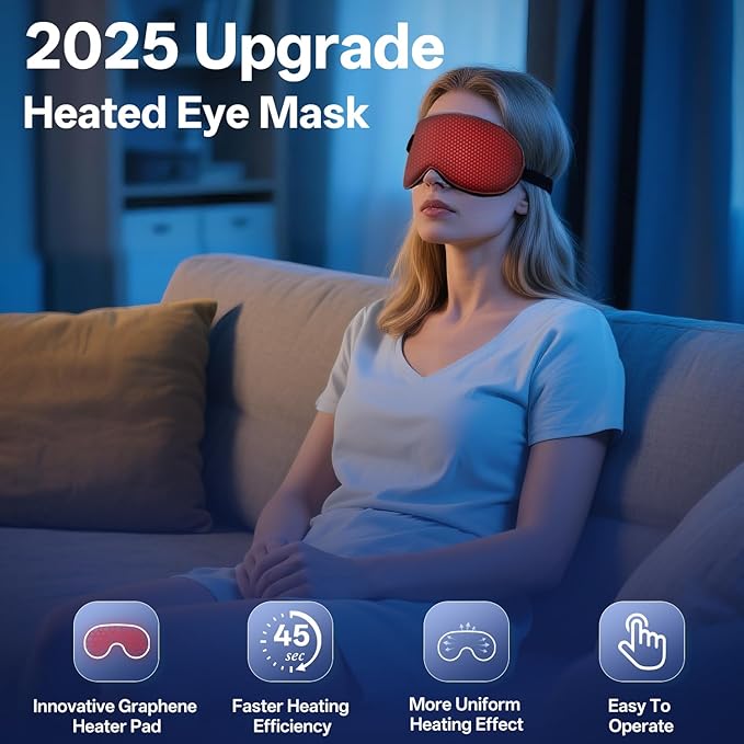 Cordless Heated Eye Mask for Dry Eyes, Electric Warm Compress for Fast Eye Relief, Rechargeable USB Heat Therapy Mask for Sleep, Blepharitis & Stye Treatment