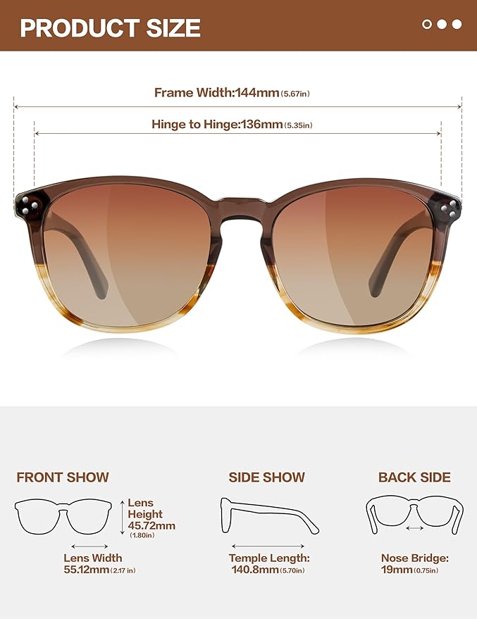 Polarized Sunglasses For Women UV - Protection Womens Trendy Fashion Large Shades With Acetate Frame BC2110