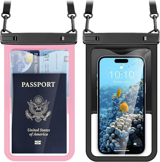 [Up to 8.5" Waterproof Phone Pouch - 2 Pack Waterproof Phone Case for iPhone 16 15 14 Pro Max Galaxy S25 S24 Ultra, IPX8 Dry Bag with Lanyard for Beach Travel Essentials