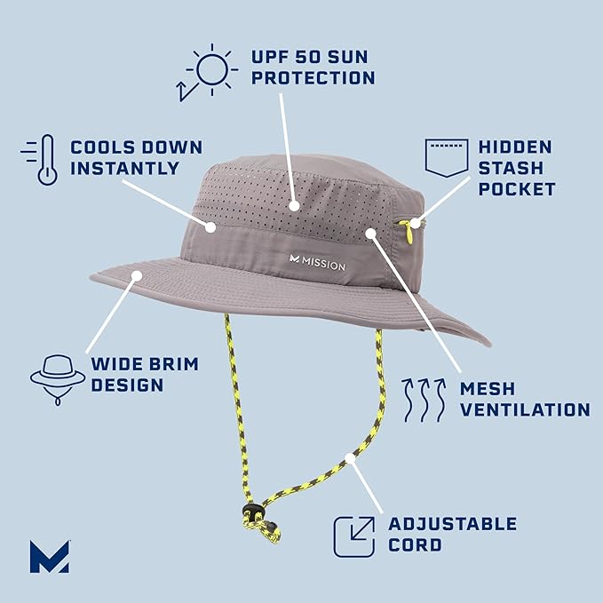 MISSION Cooling Anywhere Boonie Hat - Unisex Wide-Brim Hat for Men & Women - Cools Up to 2 Hours - UPF 50 Sun Protection