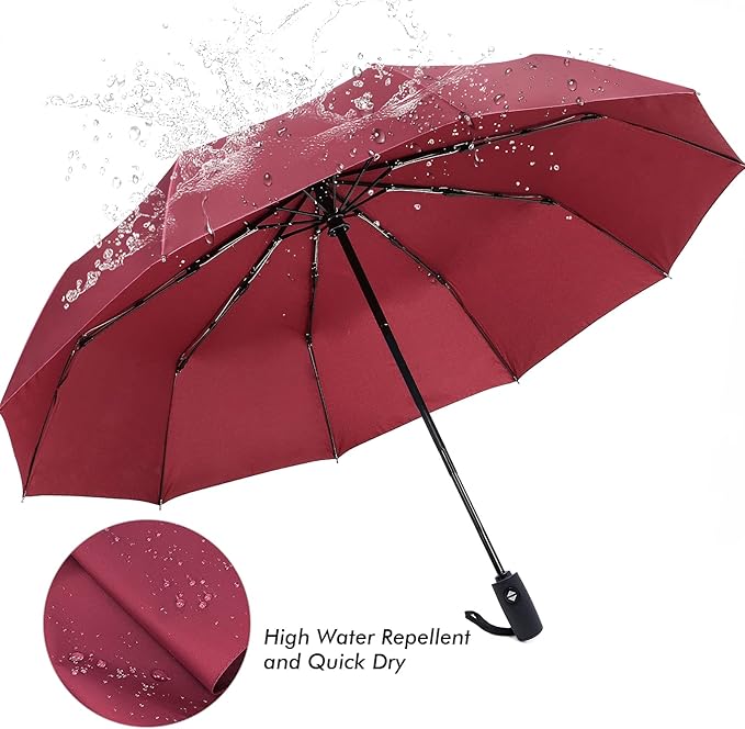 ZOMAKE Travel Umbrella Compact - 10 Ribs Portable Collapsible Umbrellas for Rain Windproof - Paraguas Automatic Small Folding Umbrella Lightweight Packable Umbrella for Women Men