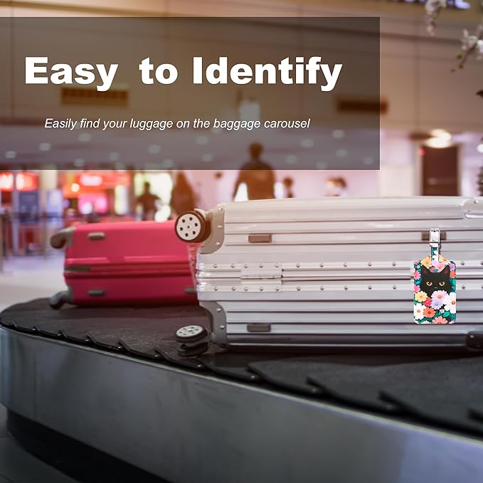 4 Pack Luggage Tag for Suitcases TSA Approved, Leather Suitcase Tags Identifiers, Cute Bag Name Travel Tags ID Labels for Women Men Cruise Airport Luggage Travel Essentials by Sodsay