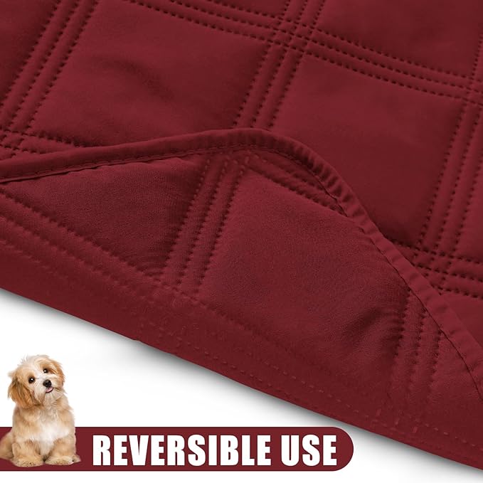 Smiry Waterproof Dog Bed Cover Blanket 68x82, Soft Reversible Pet Blanket, Washable Leakproof Cats Dogs Couch Cover for Sofa, Couch, Furniture, Lattice, Wine Red/Wine Red