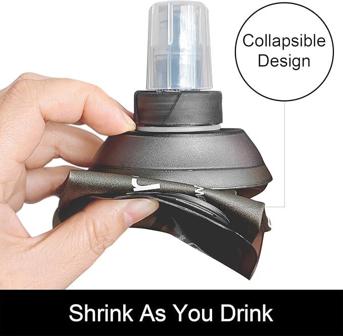 WILDREEDS 500ml Soft Flask, TPU Collapsible Soft Water Bottle for Hydration Pack, Running Vest, Folding Water Bottle for Hiking Cycling Climbing-2Pcs, Grey