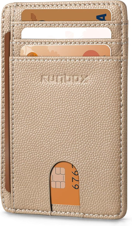 RUNBOX Slim ID Cases Minimalist Front Pocket RFID Blocking Leather Wallets for Men and Women Card Holder Wallets Gifts for men