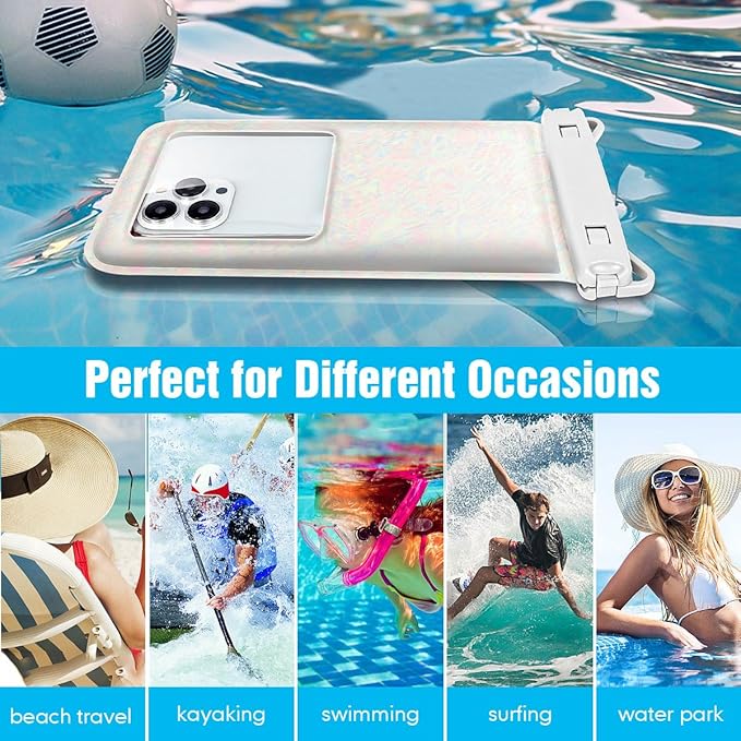 [Floatable] Waterproof Phone Pouch 2 Pack - [Up to 8.5"] IPX8 Floating Waterproof Phone Case Dry Bags with Adjustable Lanyard for Beach Vacation Travel Cruise Ship Pool Kayak Essentials