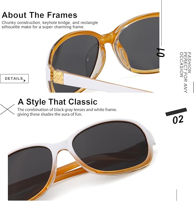 SIPHEW Polarized Sunglasses for Women | Vintage Square Sunglasses w UV400 Protection | Womens Wraparound Shade