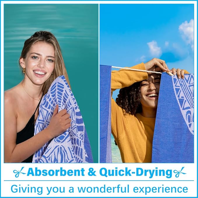 Thin Turkish Beach Towel Lightweight Soft Cotton Extra Large XL Oversized Sand Free Sandproof Absorbent Quick Dry Towels Cloud Bath Pool Travel Compact Essentials Accessories for Adult Gifts