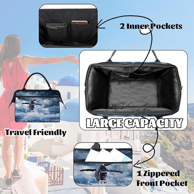 Travel Duffel Bag Penguin Bird Waterproof Sports Duffel Bags Lightweight Large Capacity Weekender Carry On Gym Bag for Women Men