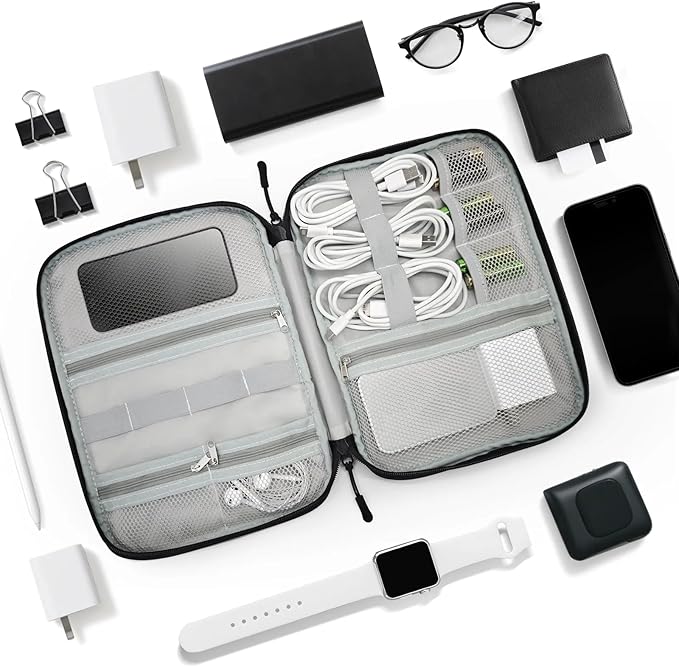 Vulture Birds Stars Travel Cable Organizer Pouch American Flag Hawk Electronics Accessories Carry Case Portable Water Resistant Storage Bag for Cord Charger Phone Earphone SD Card