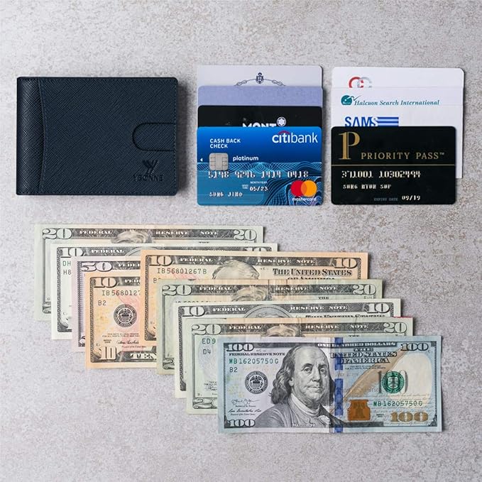 YBONNE Functional Compact RFID Blocking Bifold Wallet for Men, Made of Finest Genuine Leather