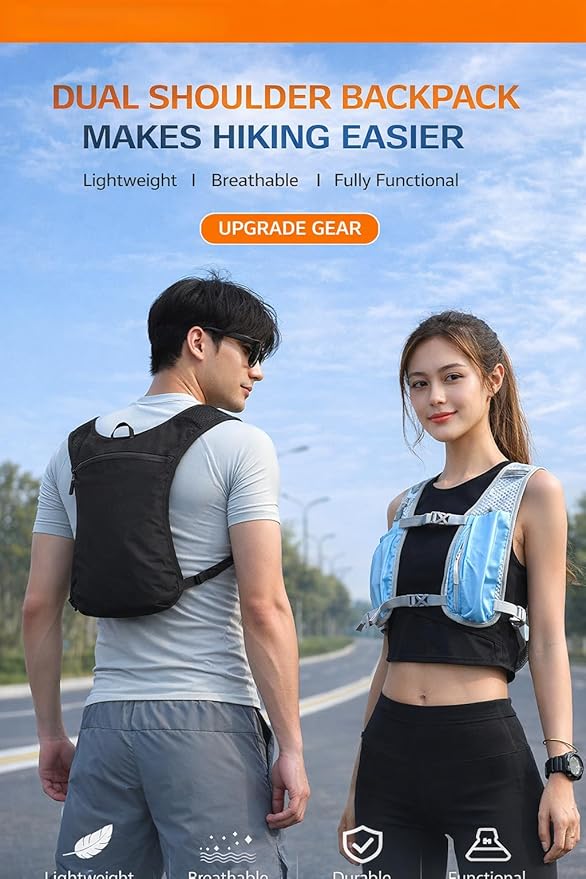 Personalized Hydration Running Vest Backpack, Custom Logo Text Lightweight Pack for Marathon & Trail Run