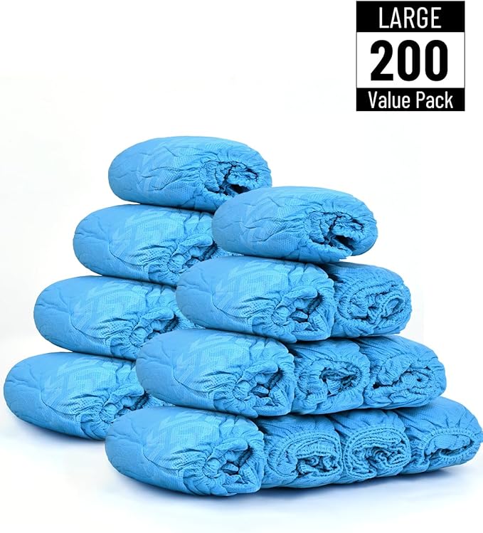 200 Count Shoe Covers Disposable Non-Slip, Premium Cloth Boot Covers, Slip-resistant, Durable, Breathable, Non-toxic, Recyclable