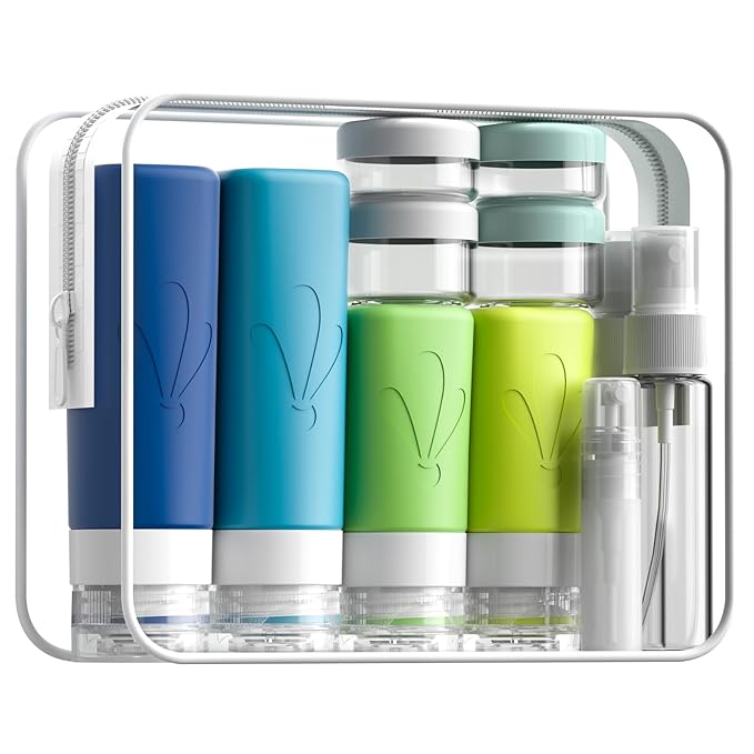 INSFIT Silicone Travel Bottles Set, 17 Pack Travel Size Toiletries, Leakproof Travel Bottles for Toiletries, Travel Accessories for Women, Airplane Travel Essentials, Travel Containers for Toiletries