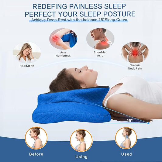 Pain Relief Cervical Pillow for Neck Support, Adjustable Ergonomic Pillow Cozy Sleeping, Odorless Orthopedic Memory Foam Pillows, Contour Bed Pillow for Side Back Stomach Sleeper