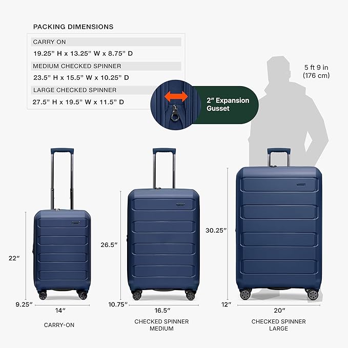 Traveler's Choice Pagosa Indestructible Hardshell Expandable Spinner Luggage, Navy, 30-Inch Large