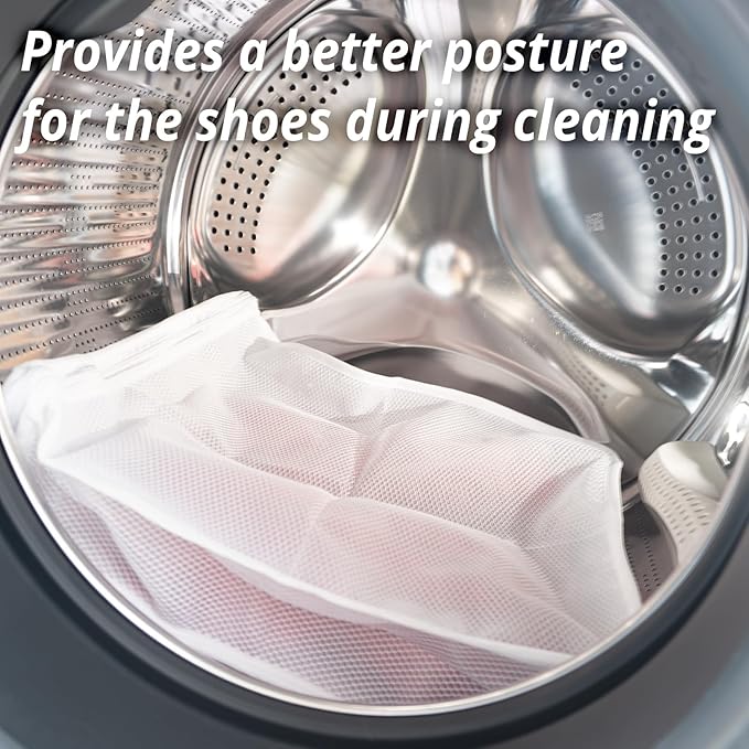 2Pcs Large Shoes Laundry Bags for Washing Machine, Fits Sneaker up to Size 14, Double Layer Mesh 16x14x3 inch Wash Bag with Built-in Divider