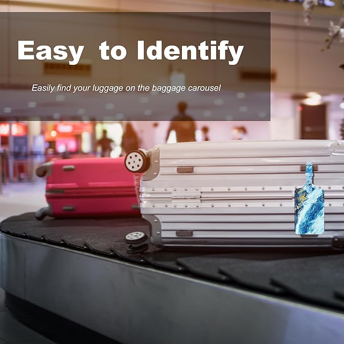 4 Pack Luggage Tag for Suitcases TSA Approved, Leather Suitcase Tags Identifiers, Cute Bag Name Travel Tags ID Labels for Women Men Cruise Airport Luggage Travel Essentials by Sodsay