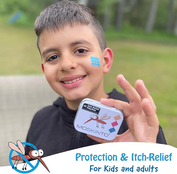 Moskinto The Original Mosquito Itch Relief Patches for Kids & Adults, Bug Bite Patches Soothe Swelling & Itching, Anti Itch Bug Bite Relief, Suction Tool Alternative, Family Pack, 42 Count