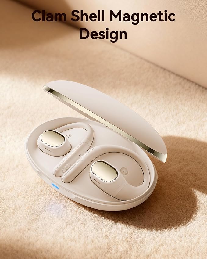 Open Ear Bluetooth Earbuds, Wireless 5.4 Headphones with 60H Playtime, Light Earhook Sport Earphones, IPX7 Waterproof Open-Ear Design for Running & Workouts, Ivory