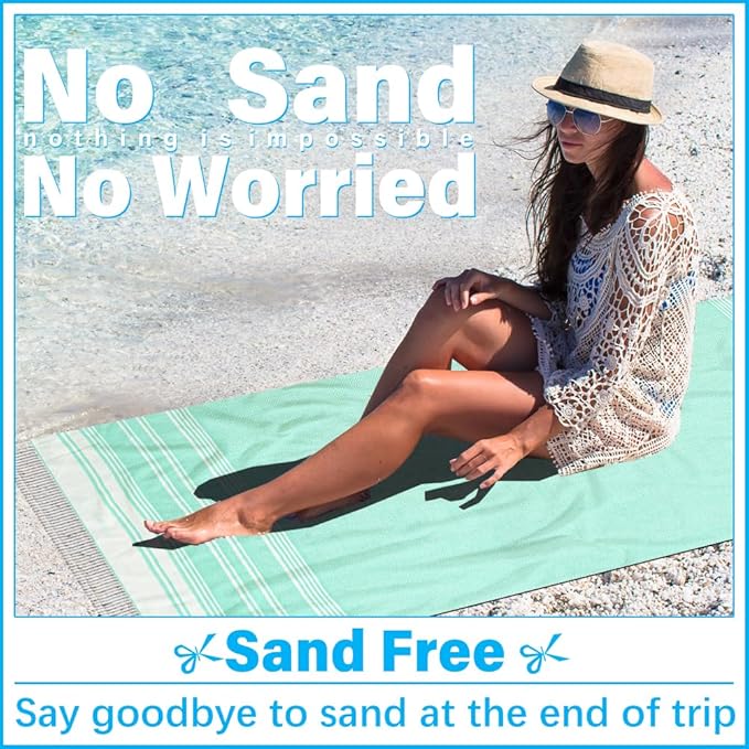 Thin Turkish Beach Towel Lightweight Soft Cotton Extra Large XL Oversized Sand Free Sandproof Absorbent Quick Dry Towels Cloud Bath Pool Travel Compact Essentials Accessories for Adult Gifts