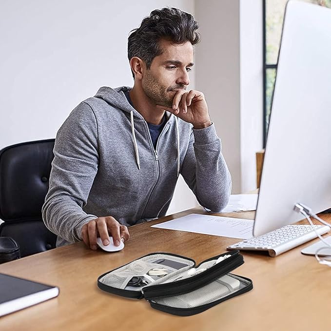 Skycase Electronic Organizer Travel Case - Waterproof Travel Cord Pouches for Organization, Cable Organizer, All-in-One Double Layers Storage Bag for Accessories, Charger, Cable, Black-1