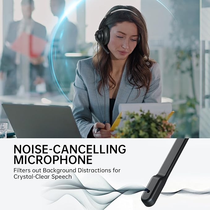 EKSA H8 USB Headset with Microphone for Work, Stereo Wired Computer Headphones with Mic Noise Cancelling, in Line Controls, 3.5mm Jack USB-C/A Over-Ear Headset for PC Laptop Office Call Center Teams