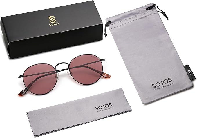SOJOS Small Round Polarized Sunglasses for Women Men Classic Vintage Retro Shades UV400 SJ1014