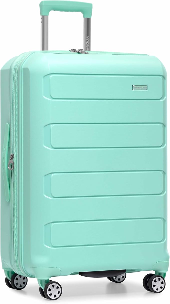 Traveler's Choice Pagosa Indestructible Hardshell Expandable Spinner Luggage, Mint, 26-Inch Medium