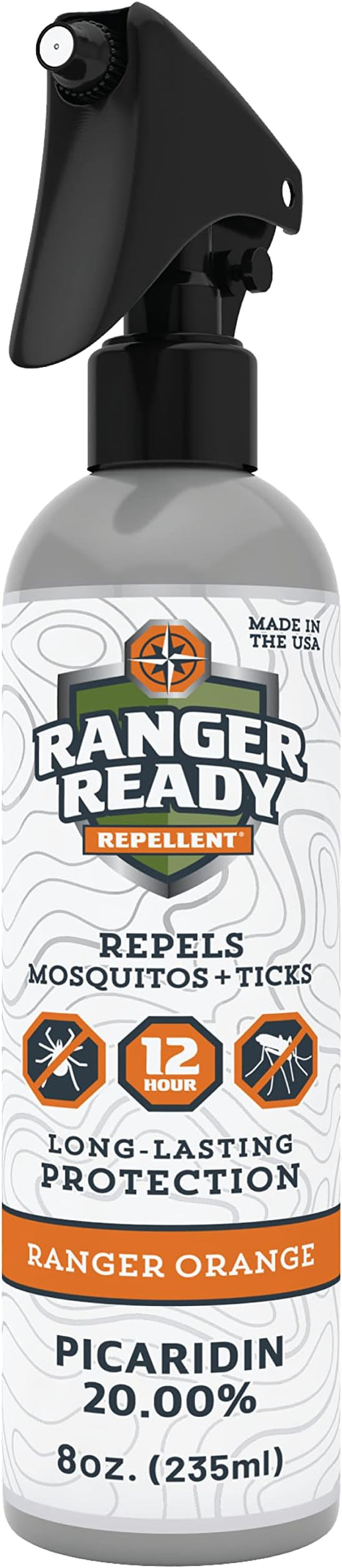 Ranger Ready Repellents Picaridin Insect Repellent, Orange Scent - DEET-Free Tick and Mosquito Repellent Bug Spray (8 Oz., Pack of 1)